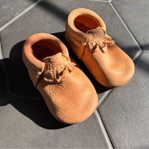 Freshly Picked Tan Leather Kids Moccasins